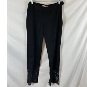 Andrea Behar Boston Proper Lace Cutout Black Pants Size 6